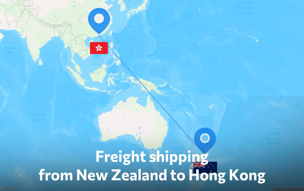 Shipping route from New Zealand to Hong Kong