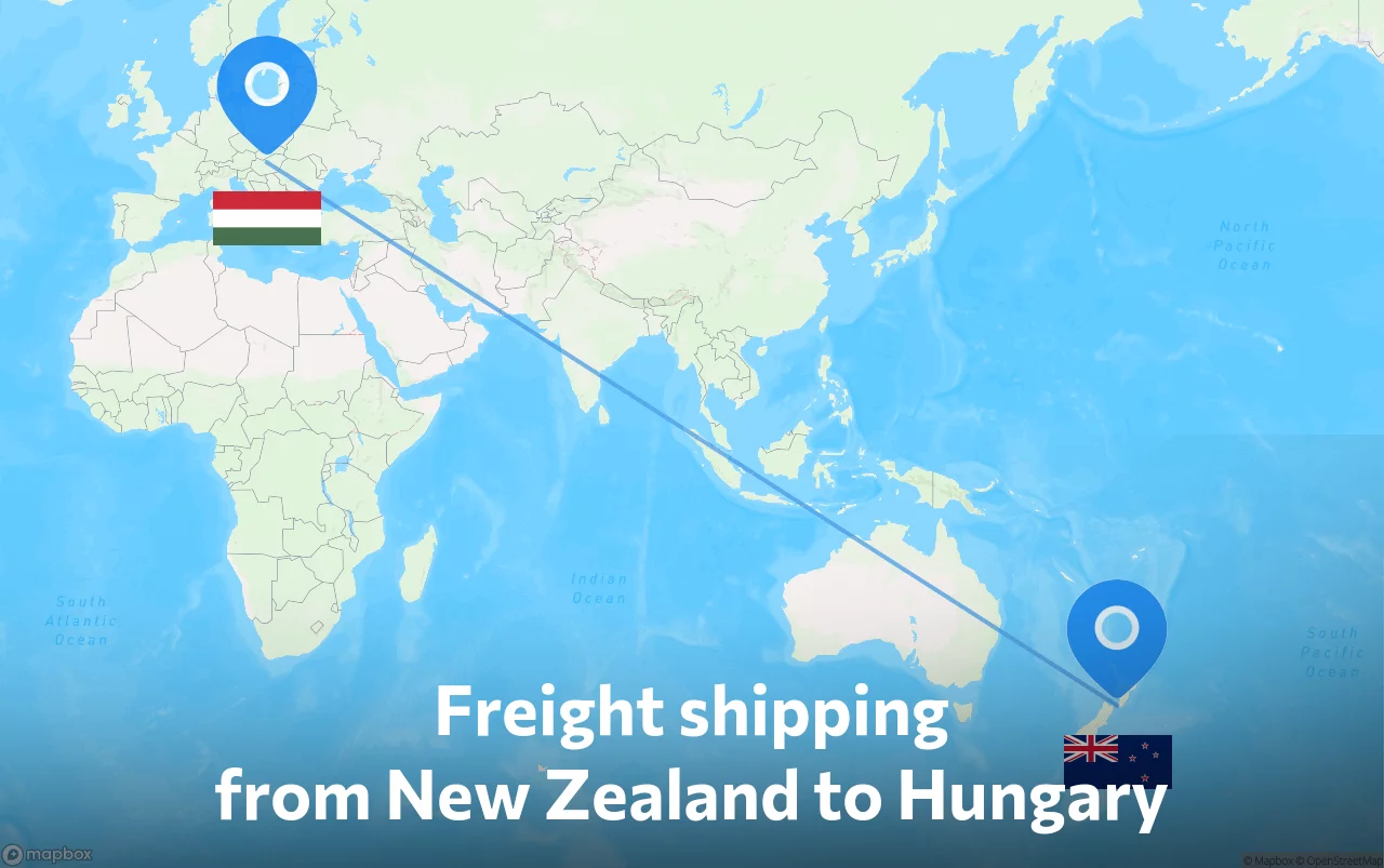 Shipping route from New Zealand to Hungary