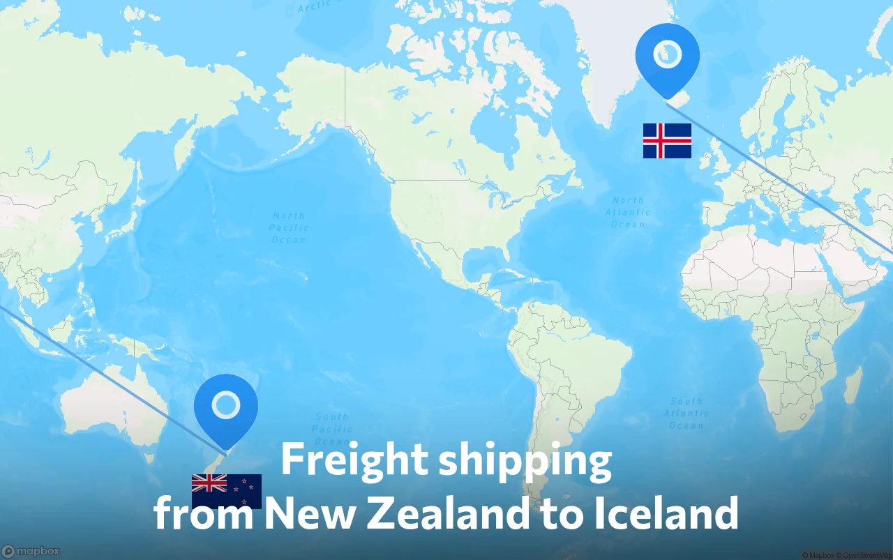 Shipping route from New Zealand to Iceland