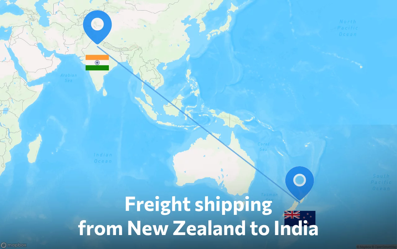 Shipping route from New Zealand to India