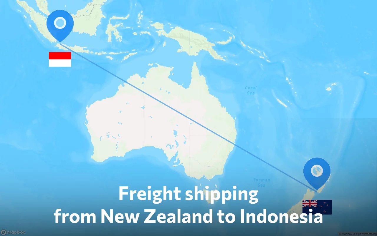 Shipping route from New Zealand to Indonesia