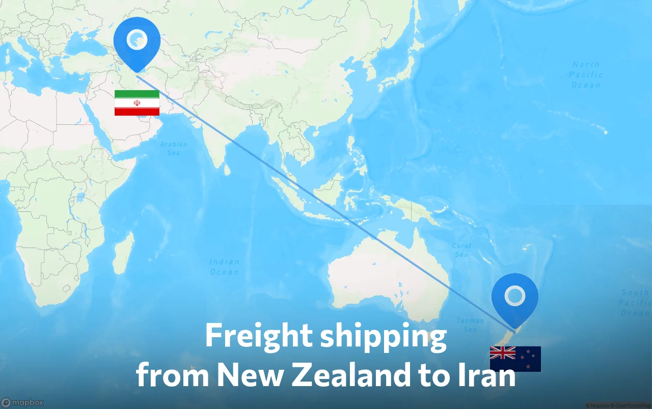 Shipping route from New Zealand to Iran