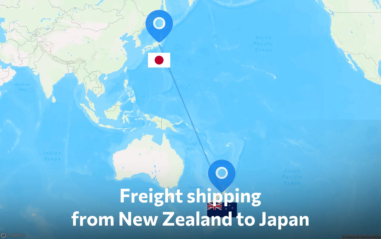 Shipping route from New Zealand to Japan