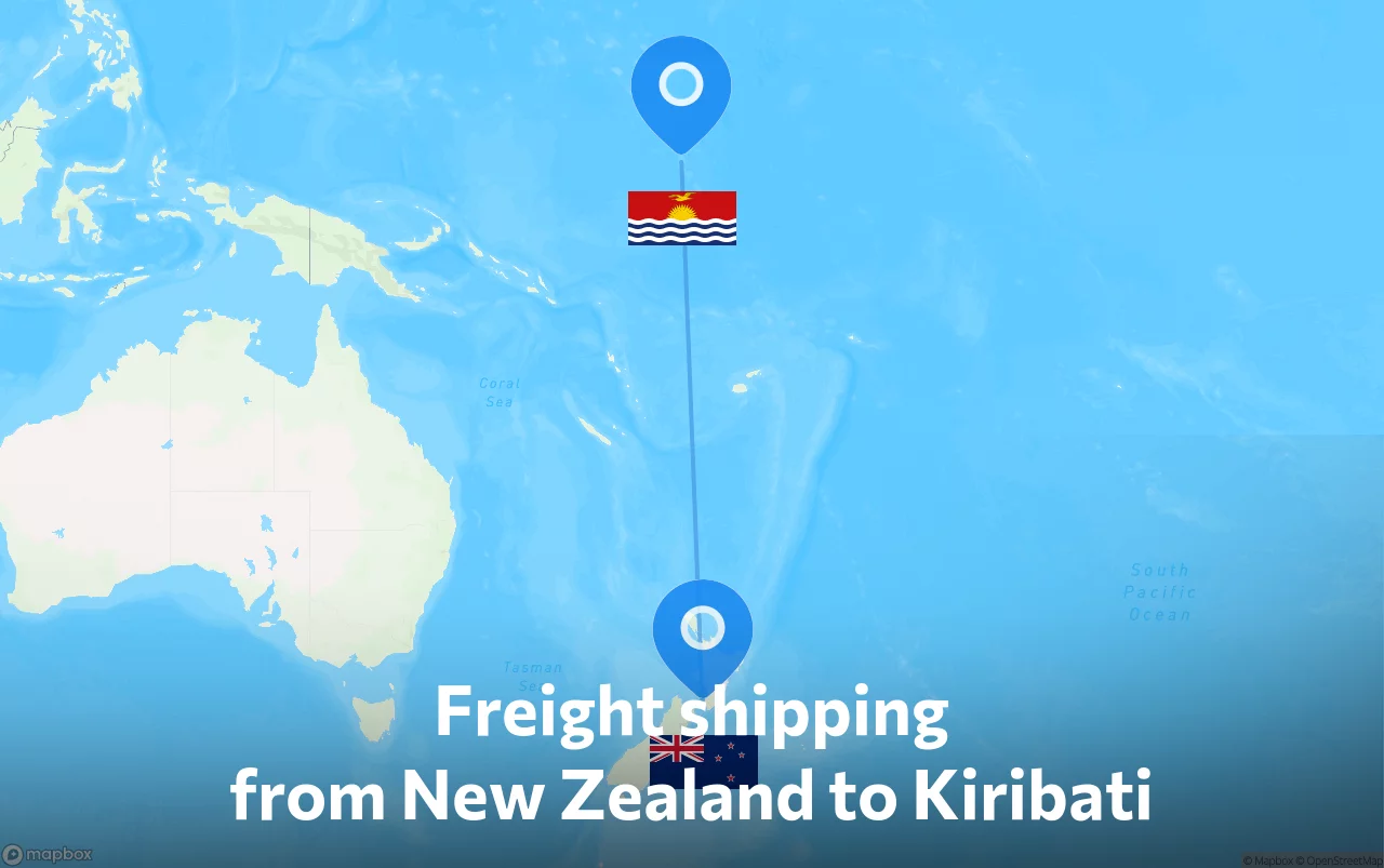 Shipping route from New Zealand to Kiribati