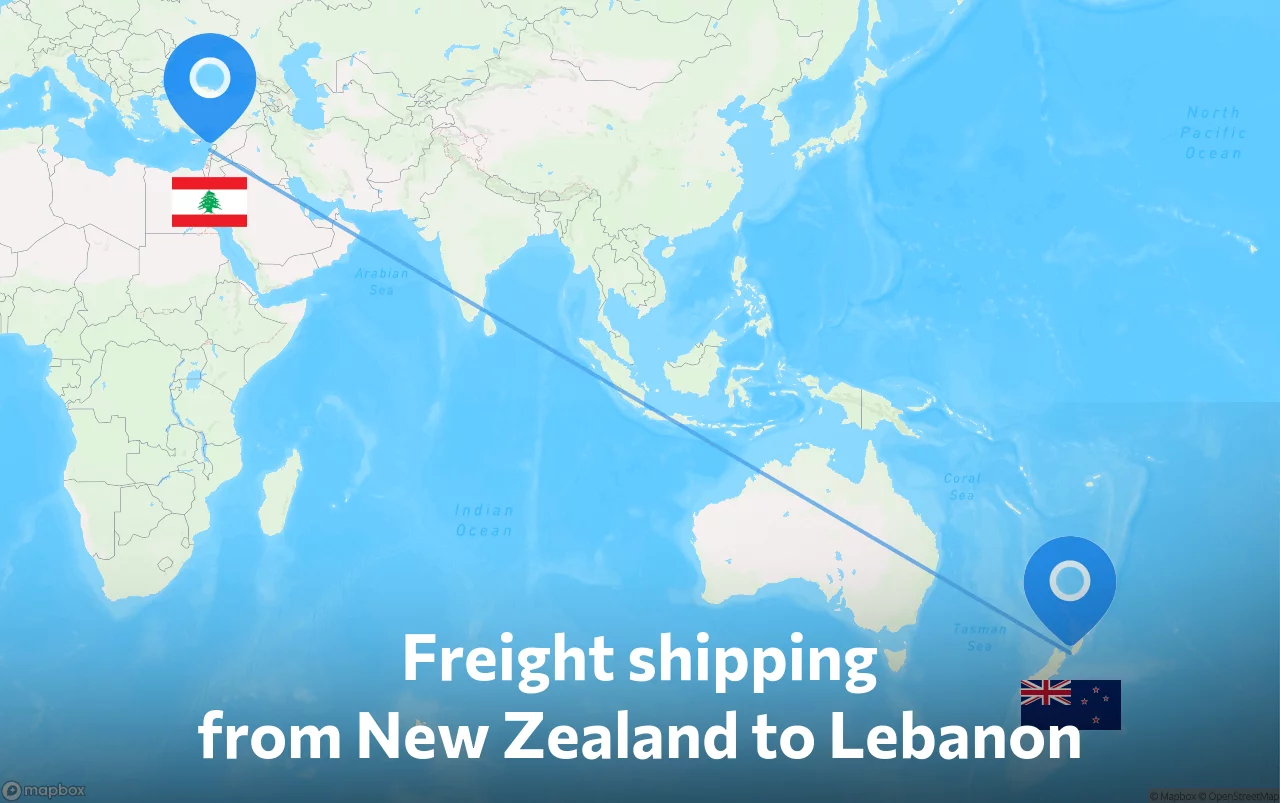 Shipping route from New Zealand to Lebanon