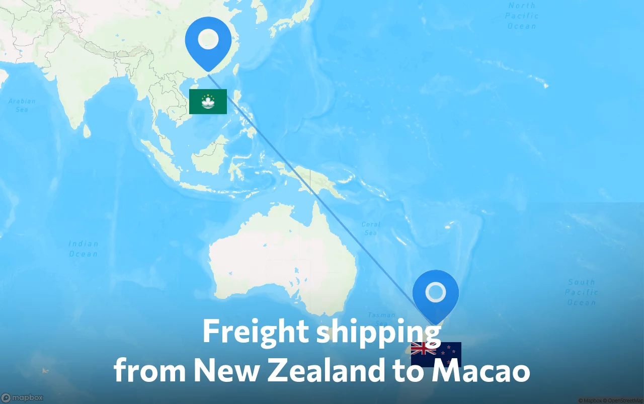 Shipping route from New Zealand to Macao