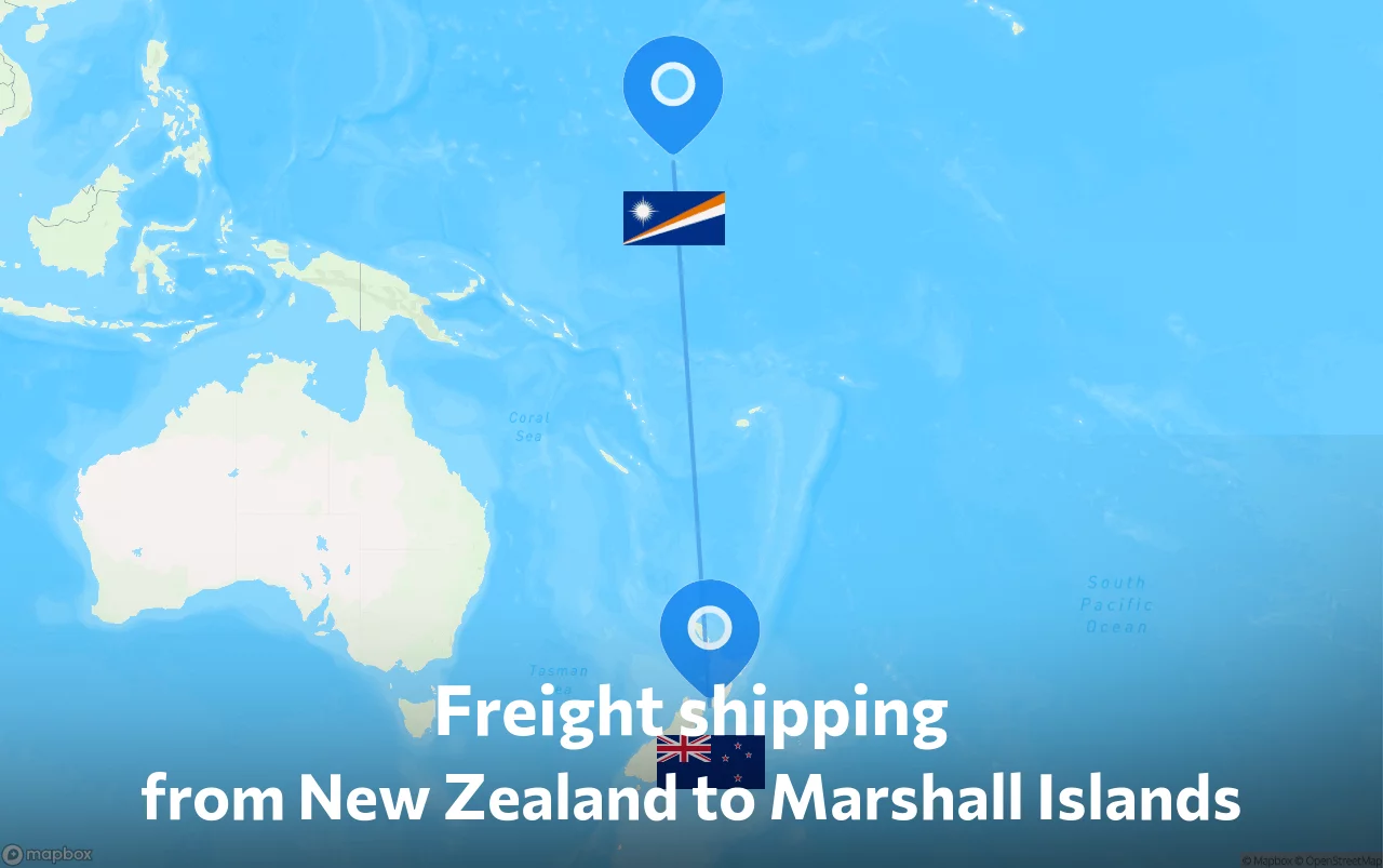 Shipping route from New Zealand to Marshall Islands