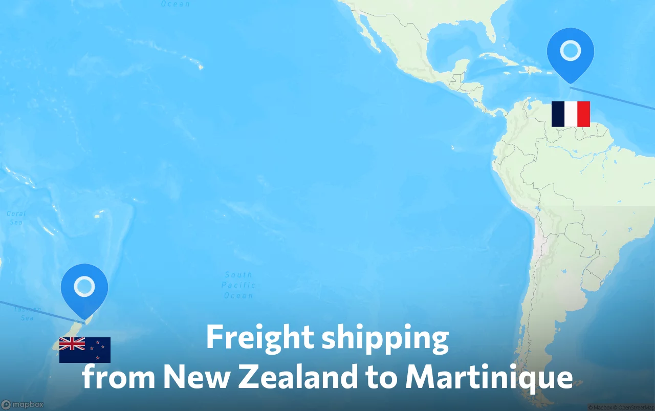 Shipping route from New Zealand to Martinique