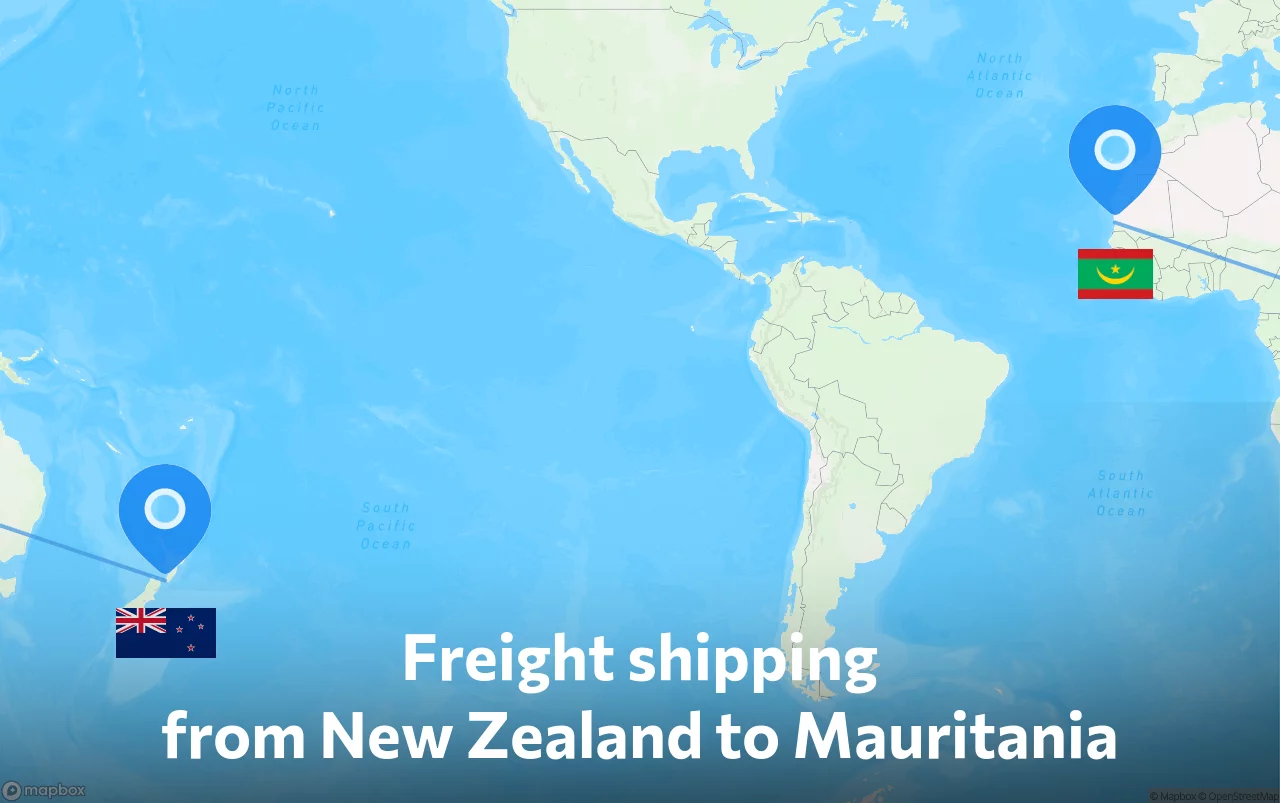 Shipping route from New Zealand to Mauritania