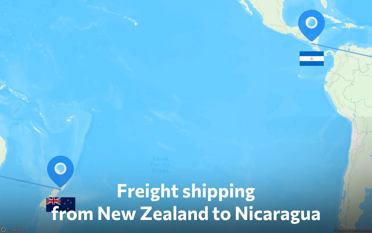 Shipping route from New Zealand to Nicaragua