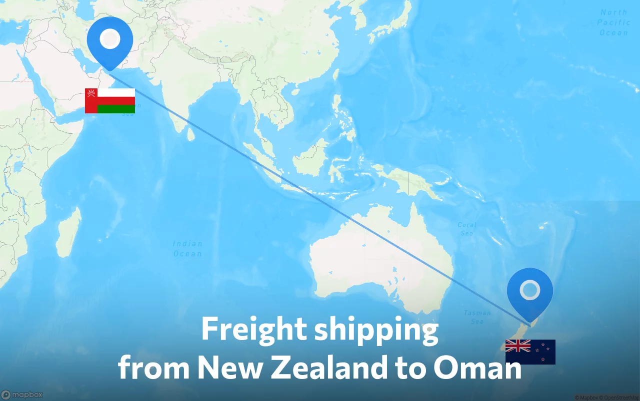 Shipping route from New Zealand to Oman