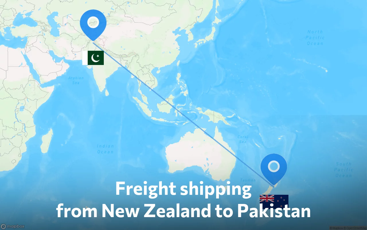 Shipping route from New Zealand to Pakistan