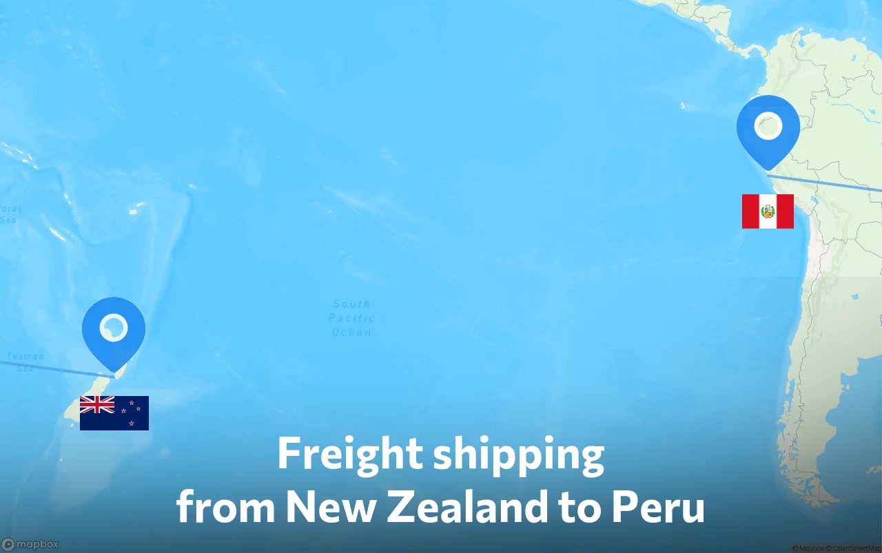 Shipping route from New Zealand to Peru
