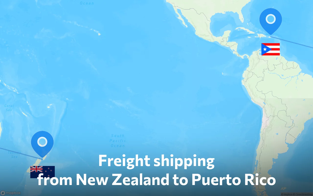 Shipping route from New Zealand to Puerto Rico