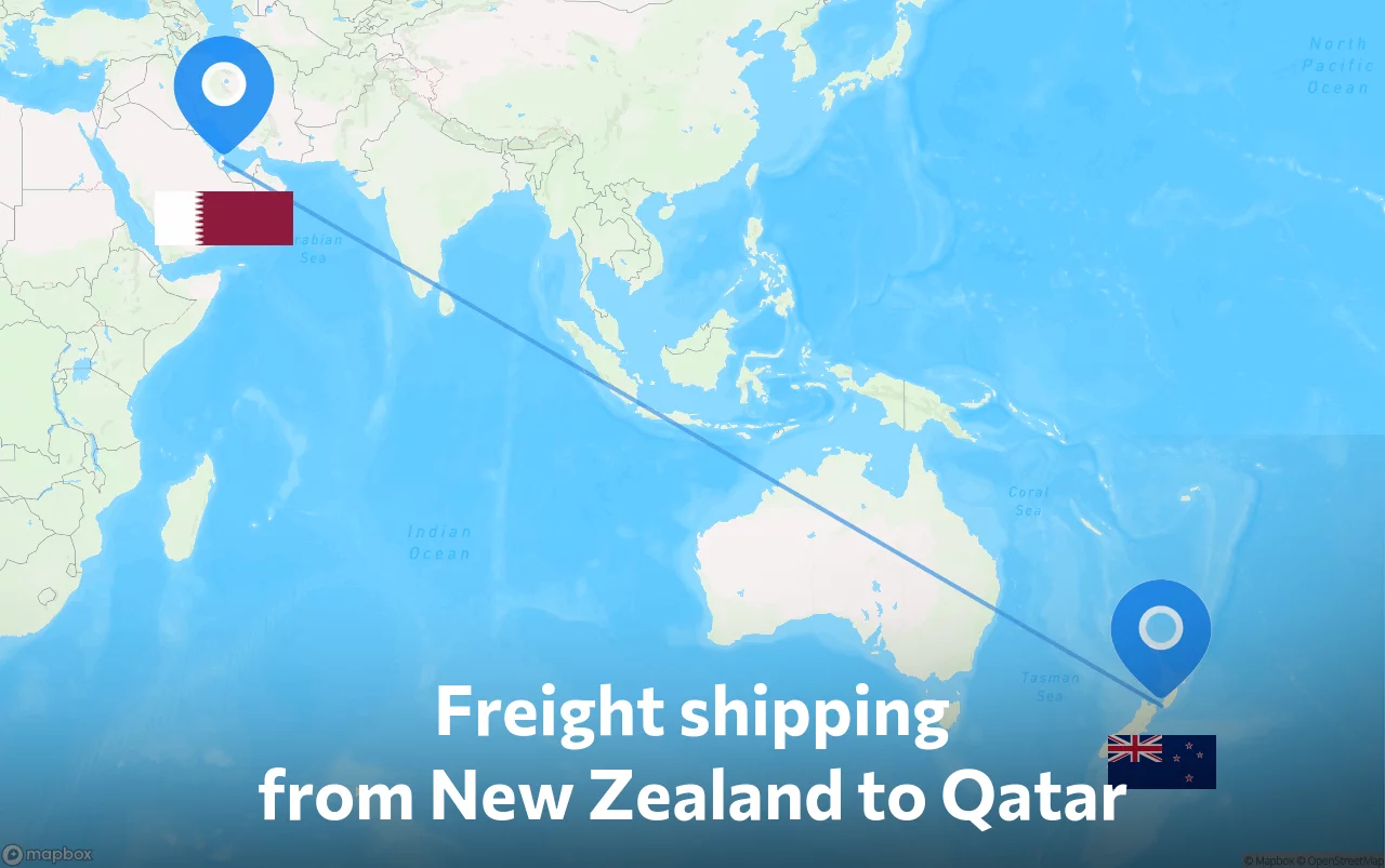 Shipping route from New Zealand to Qatar