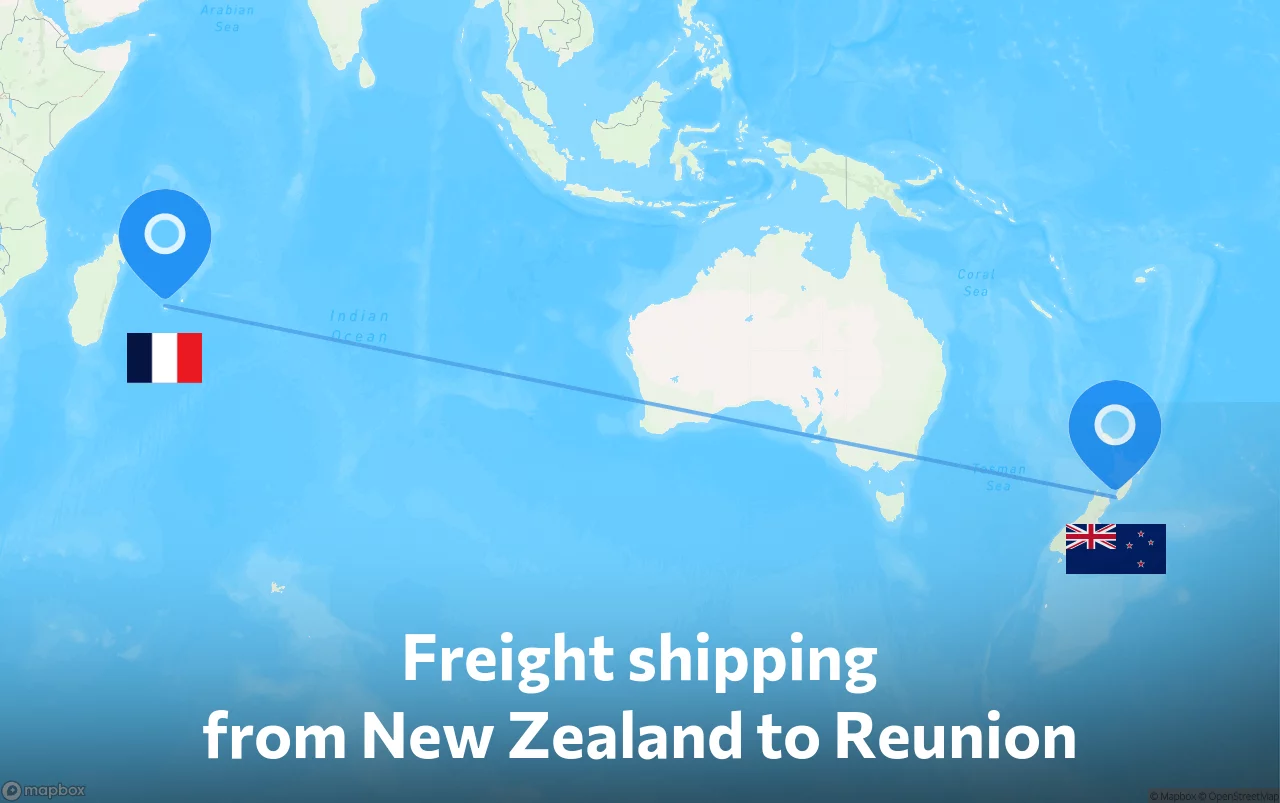 Shipping route from New Zealand to Reunion
