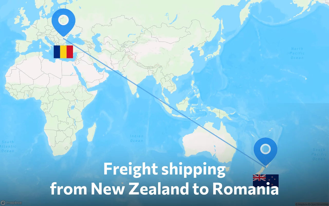 Shipping route from New Zealand to Romania