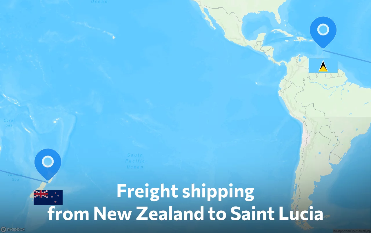 Shipping route from New Zealand to Saint Lucia