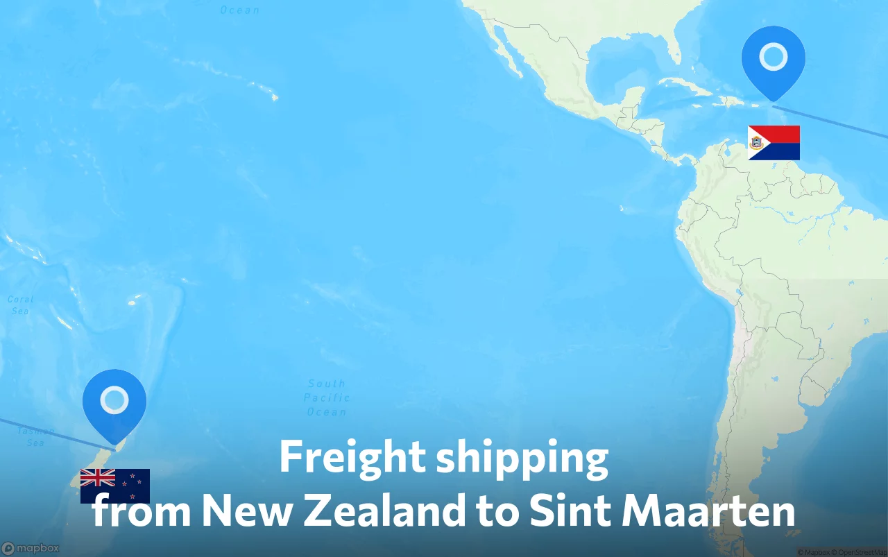 Shipping route from New Zealand to Sint Maarten