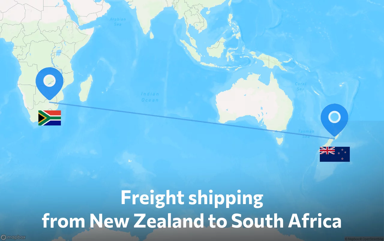 Shipping route from New Zealand to South Africa