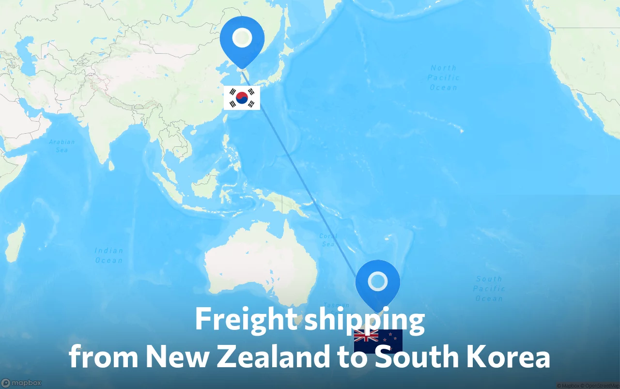 Shipping route from New Zealand to South Korea