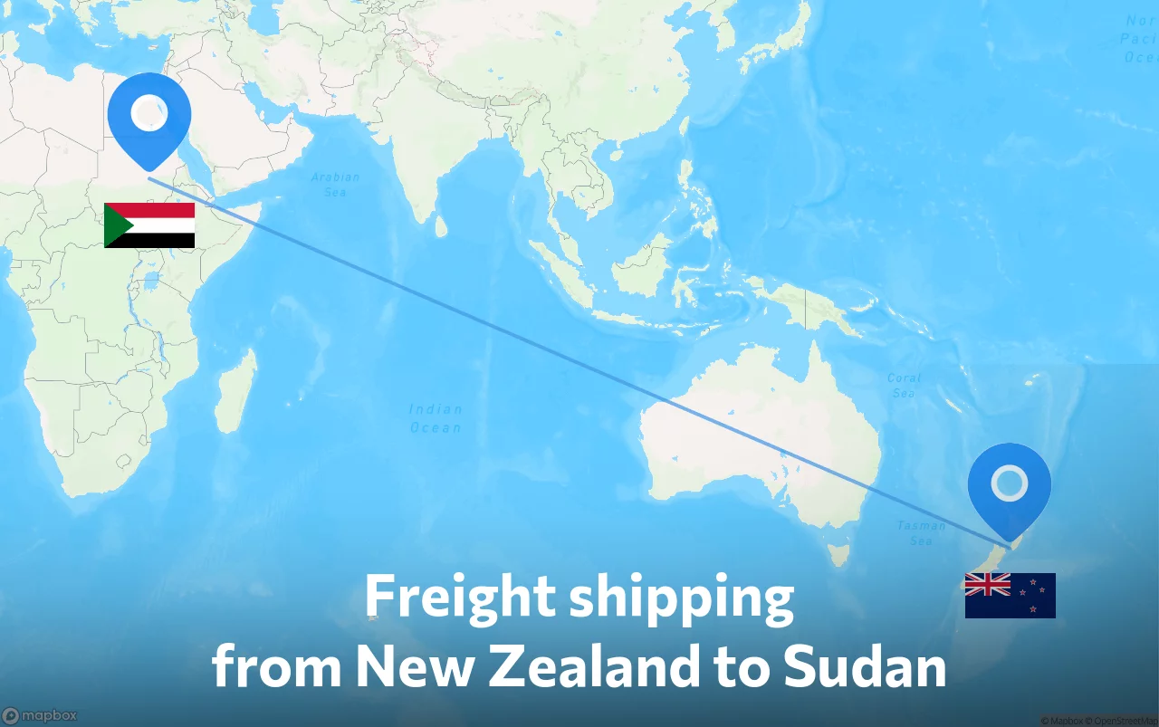 Shipping route from New Zealand to Sudan