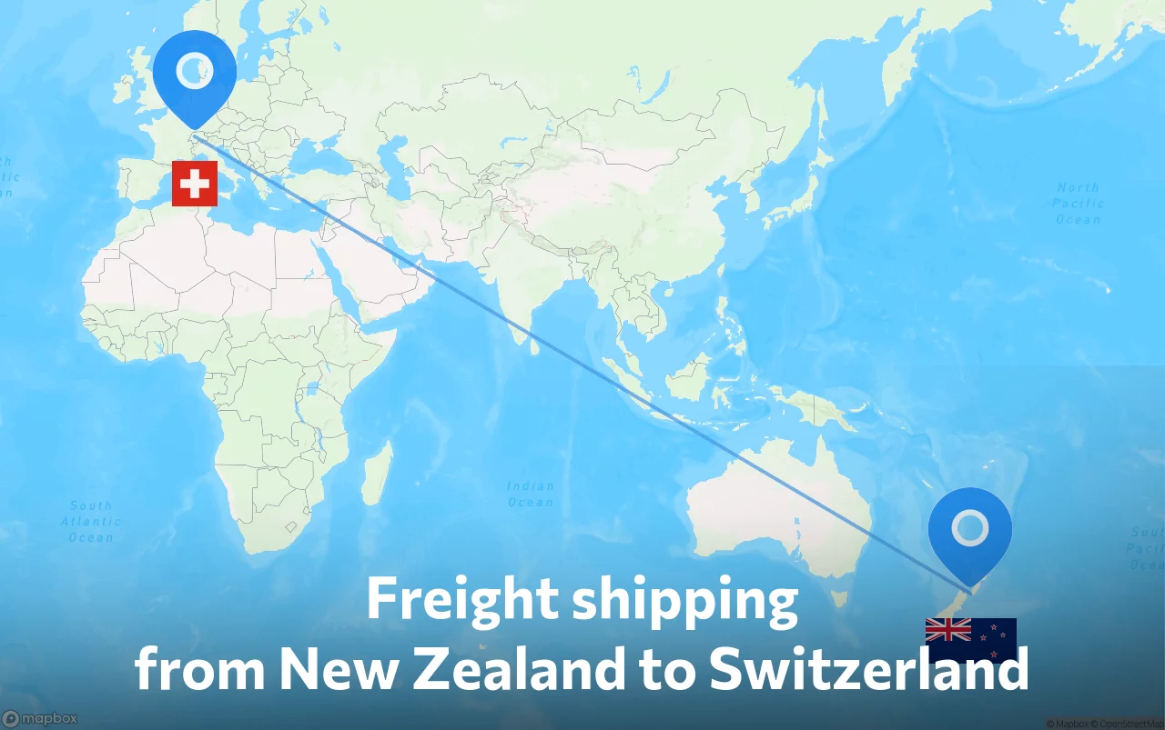Shipping route from New Zealand to Switzerland