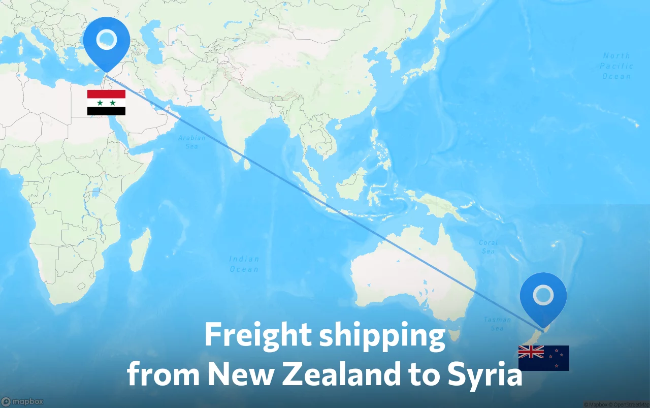 Shipping route from New Zealand to Syria