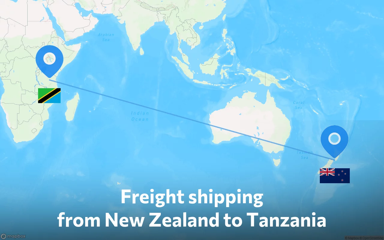 Shipping route from New Zealand to Tanzania