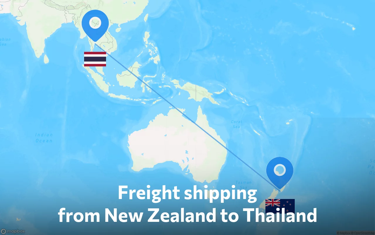 Shipping route from New Zealand to Thailand