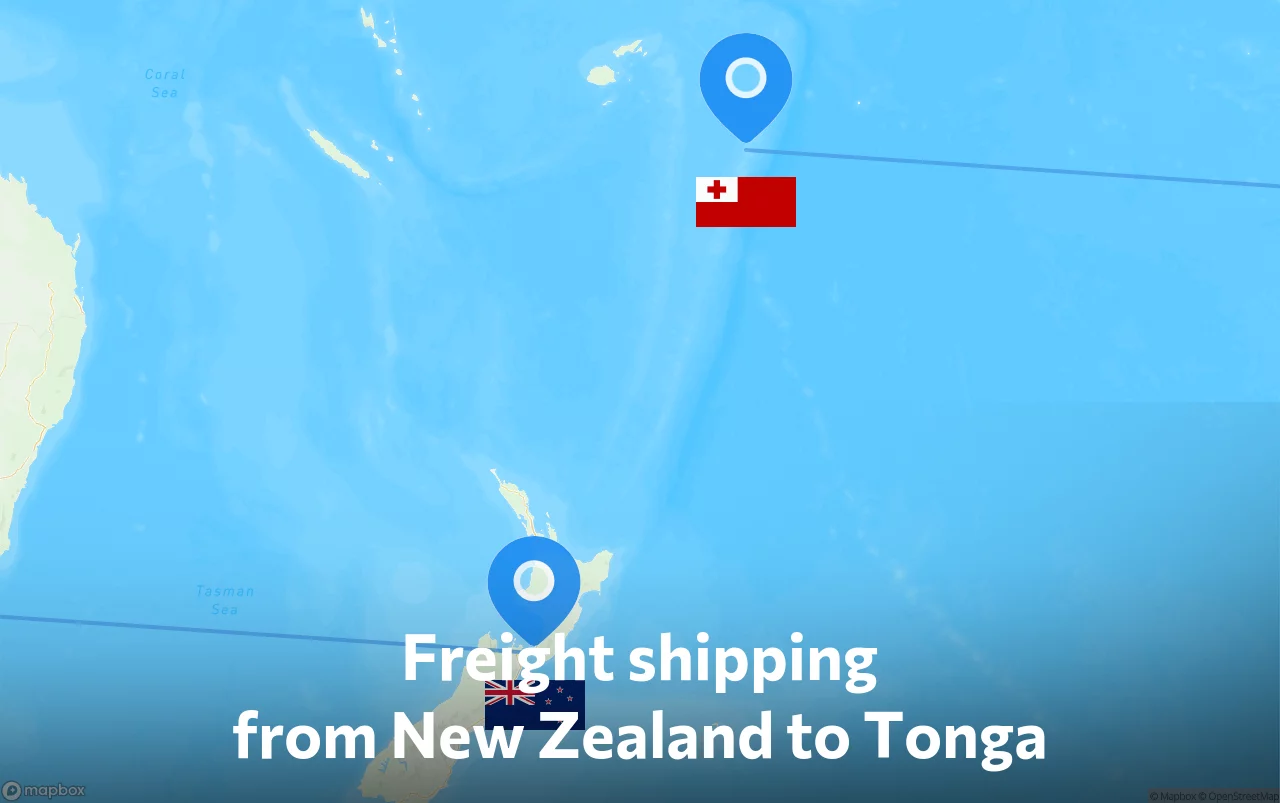 Shipping route from New Zealand to Tonga