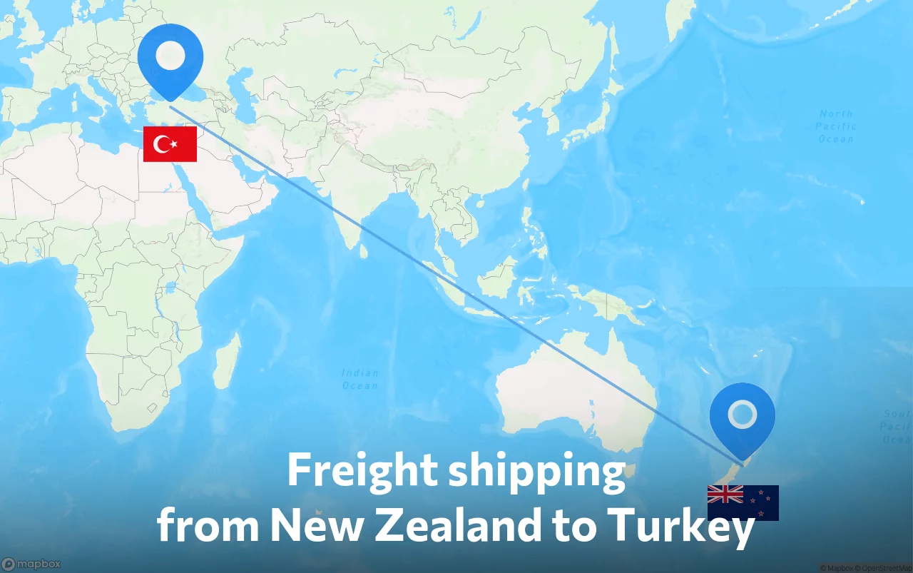 Shipping route from New Zealand to Turkey