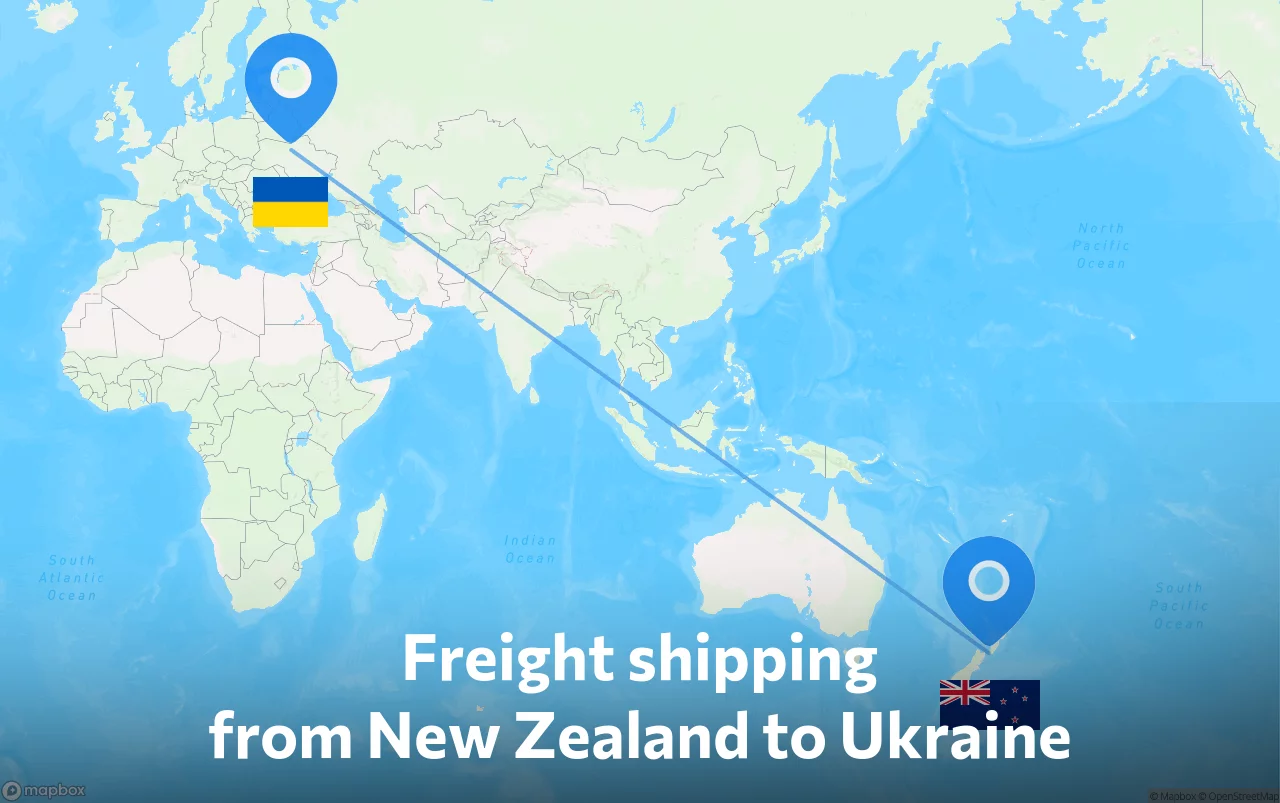 Shipping route from New Zealand to Ukraine
