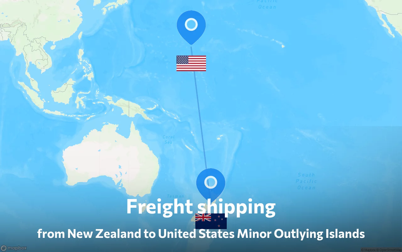 Shipping route from New Zealand to United States Minor Outlying Islands