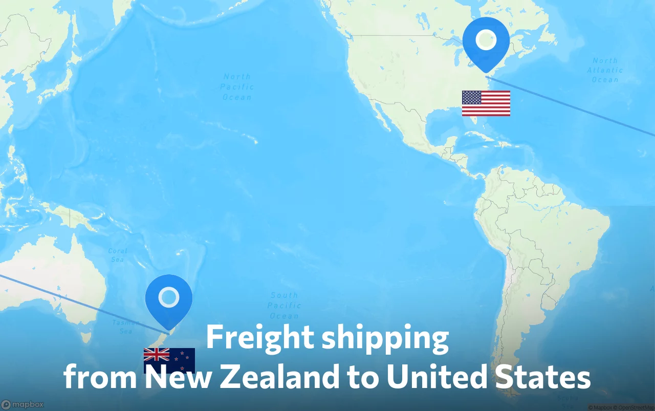 Shipping route from New Zealand to United States