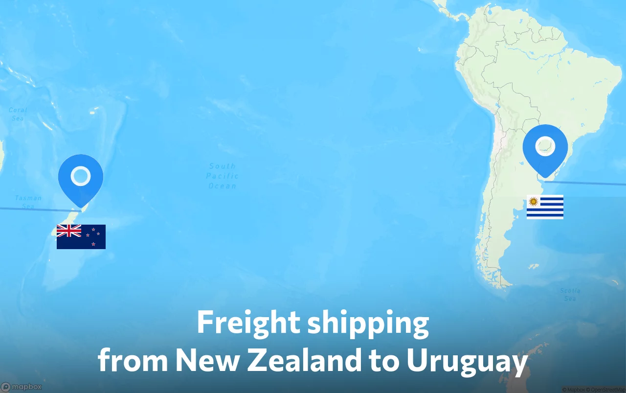 Shipping route from New Zealand to Uruguay
