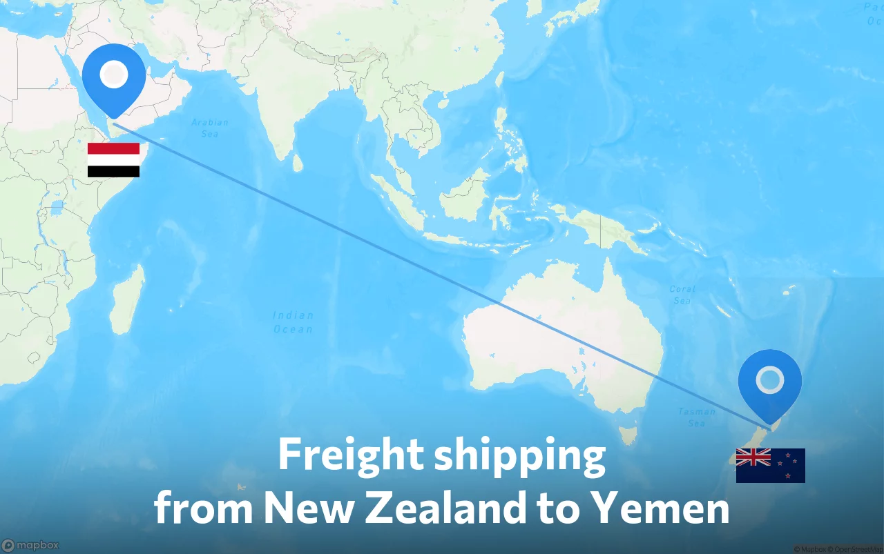 Shipping route from New Zealand to Yemen