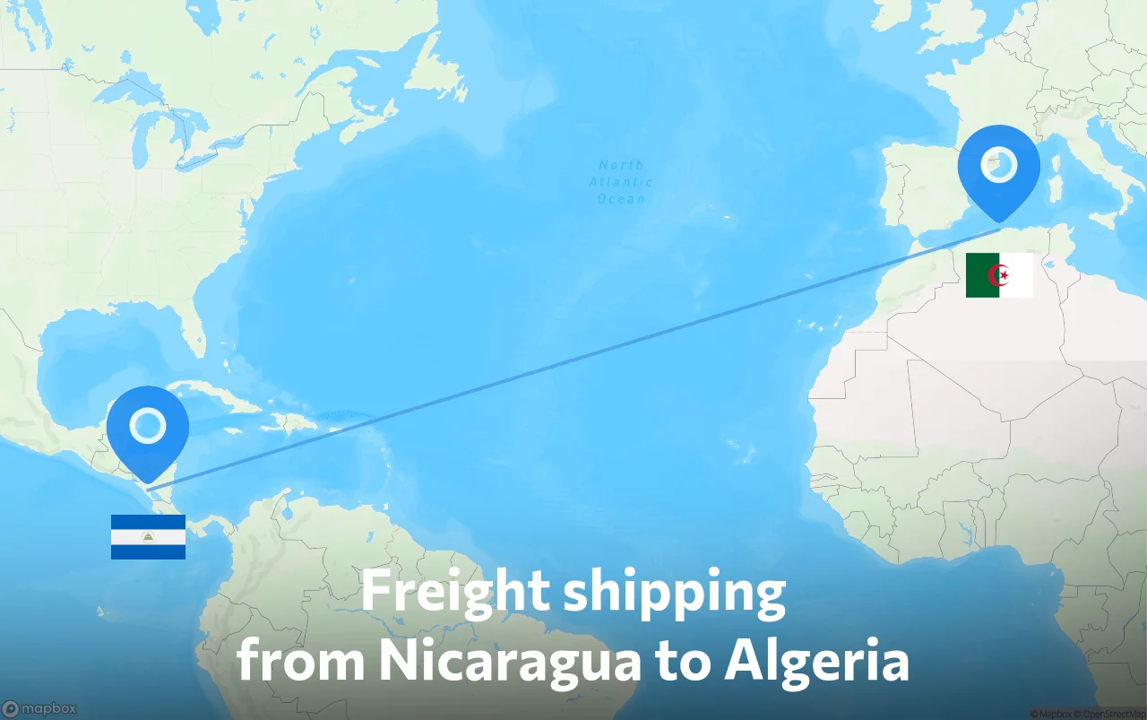 Shipping route from Nicaragua to Algeria