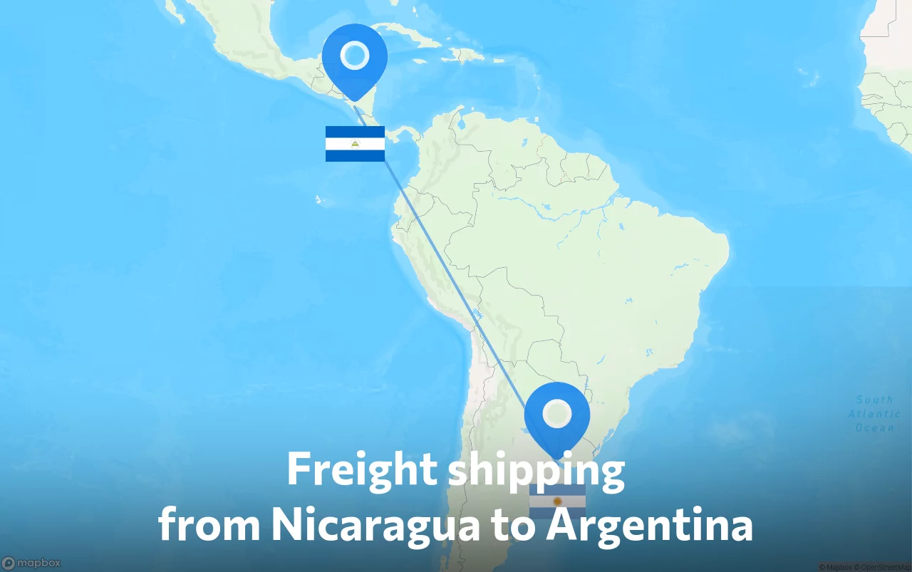 Shipping route from Nicaragua to Argentina
