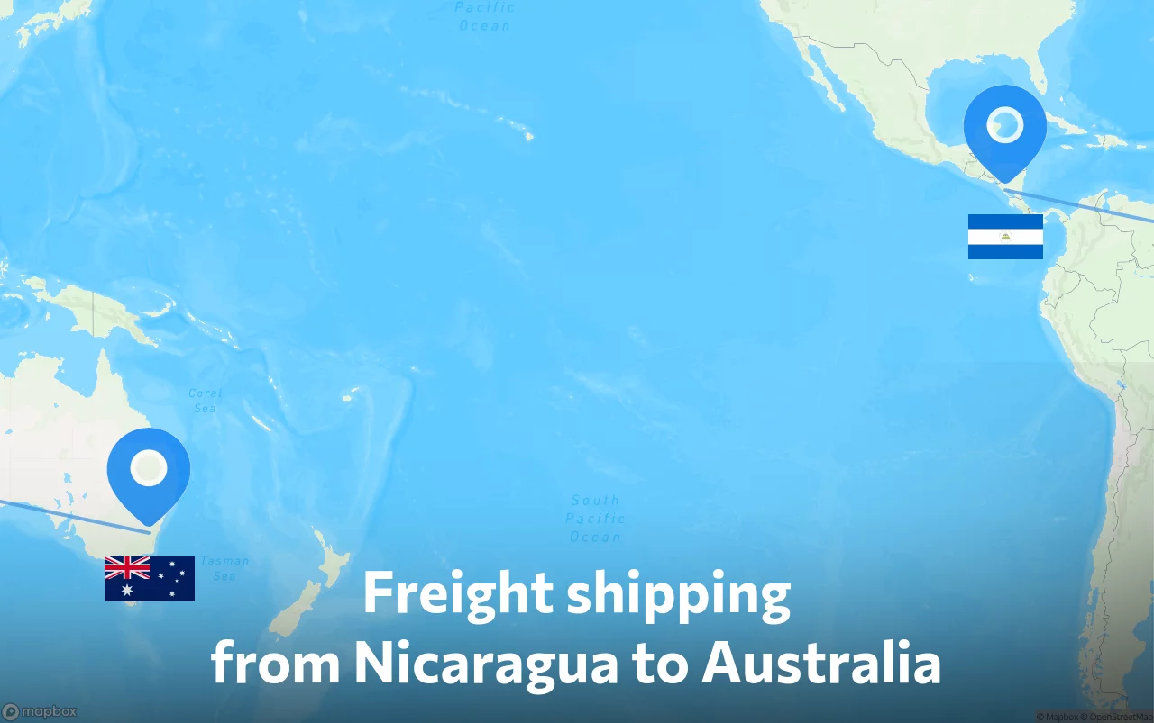 Shipping route from Nicaragua to Australia