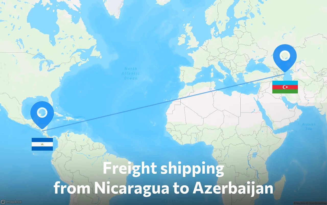 Shipping route from Nicaragua to Azerbaijan