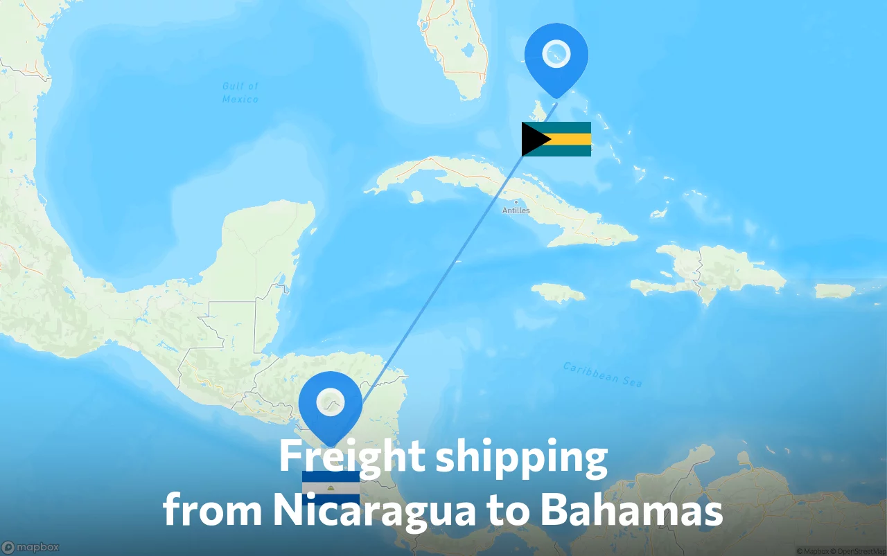 Shipping route from Nicaragua to Bahamas