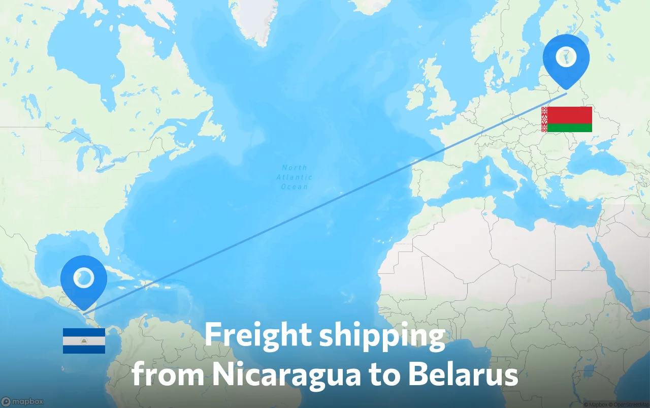 Shipping route from Nicaragua to Belarus