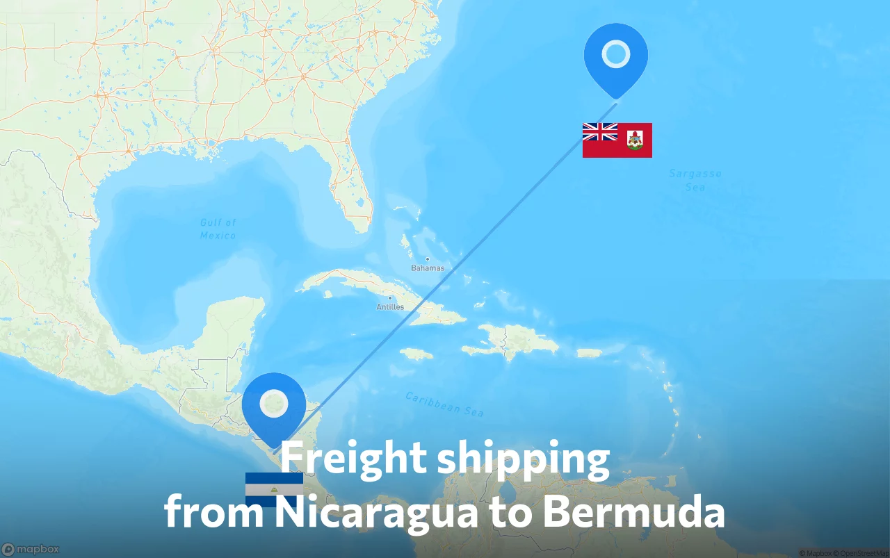Shipping route from Nicaragua to Bermuda