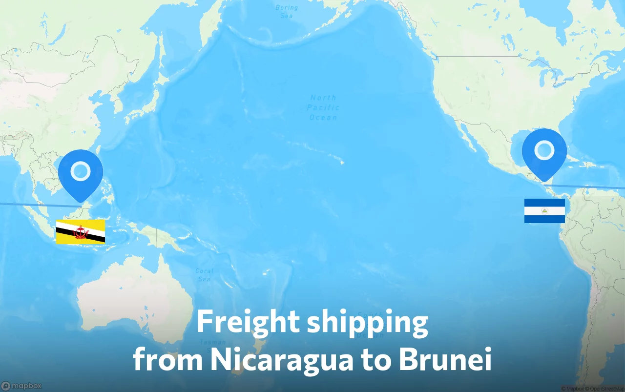 Shipping route from Nicaragua to Brunei