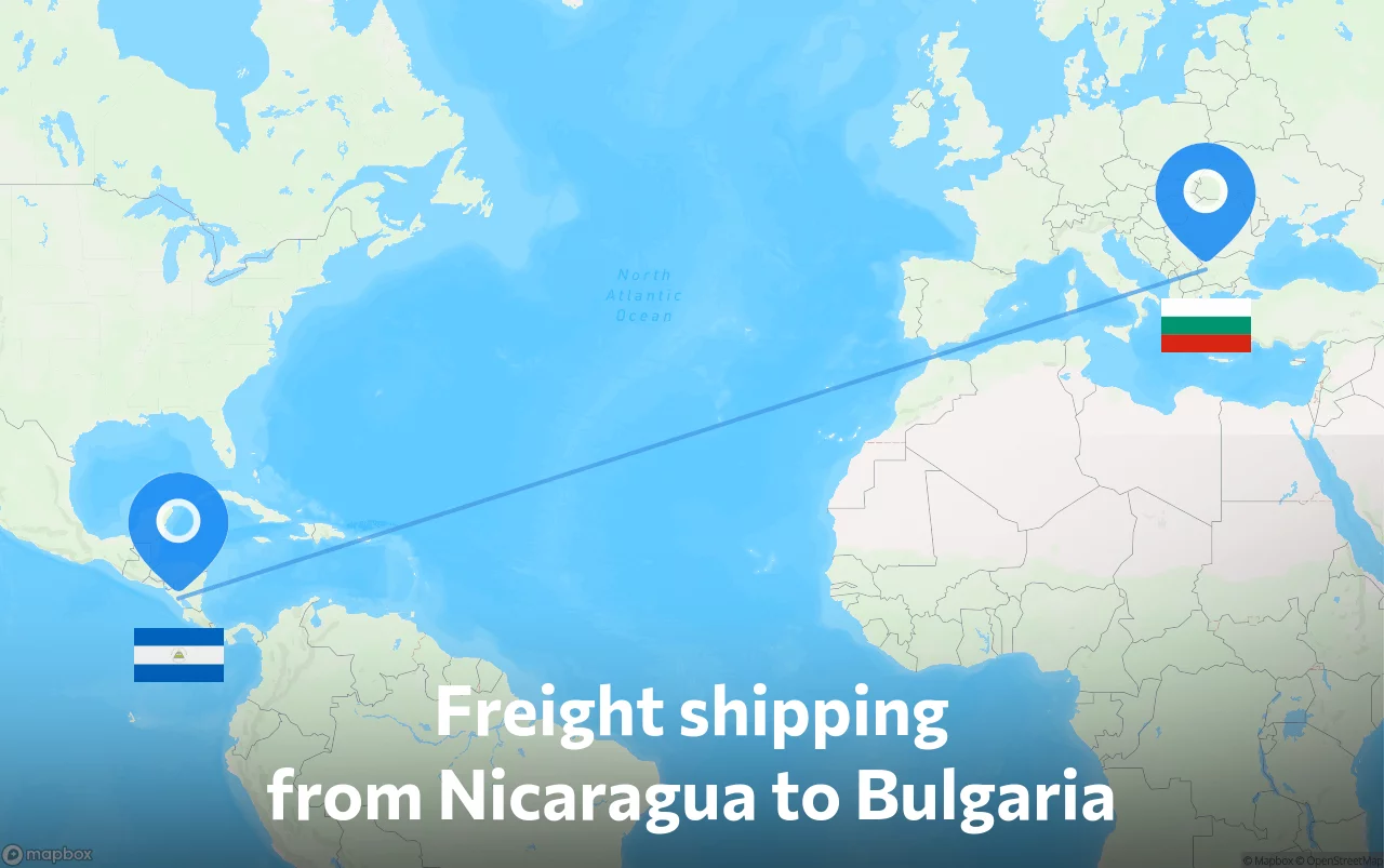 Shipping route from Nicaragua to Bulgaria
