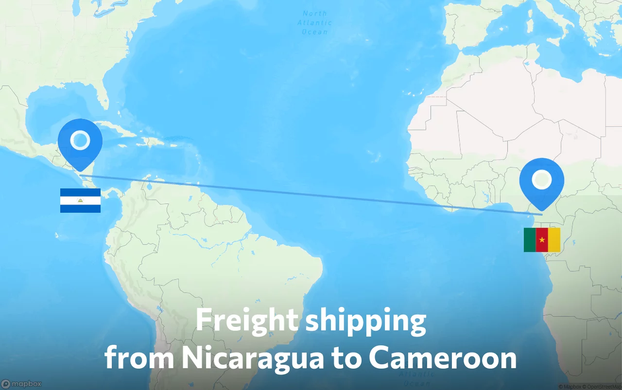 Shipping route from Nicaragua to Cameroon