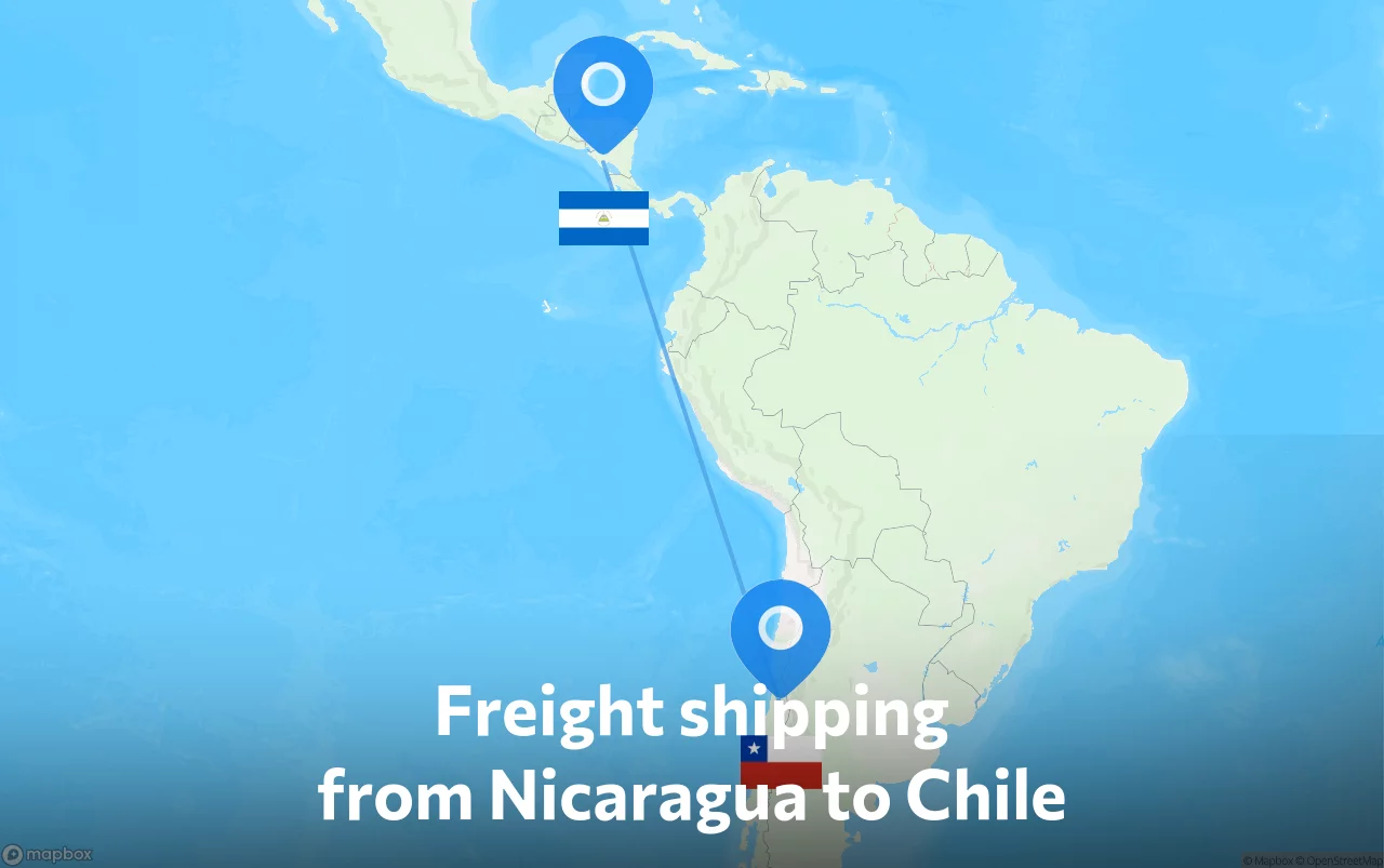 Shipping route from Nicaragua to Chile