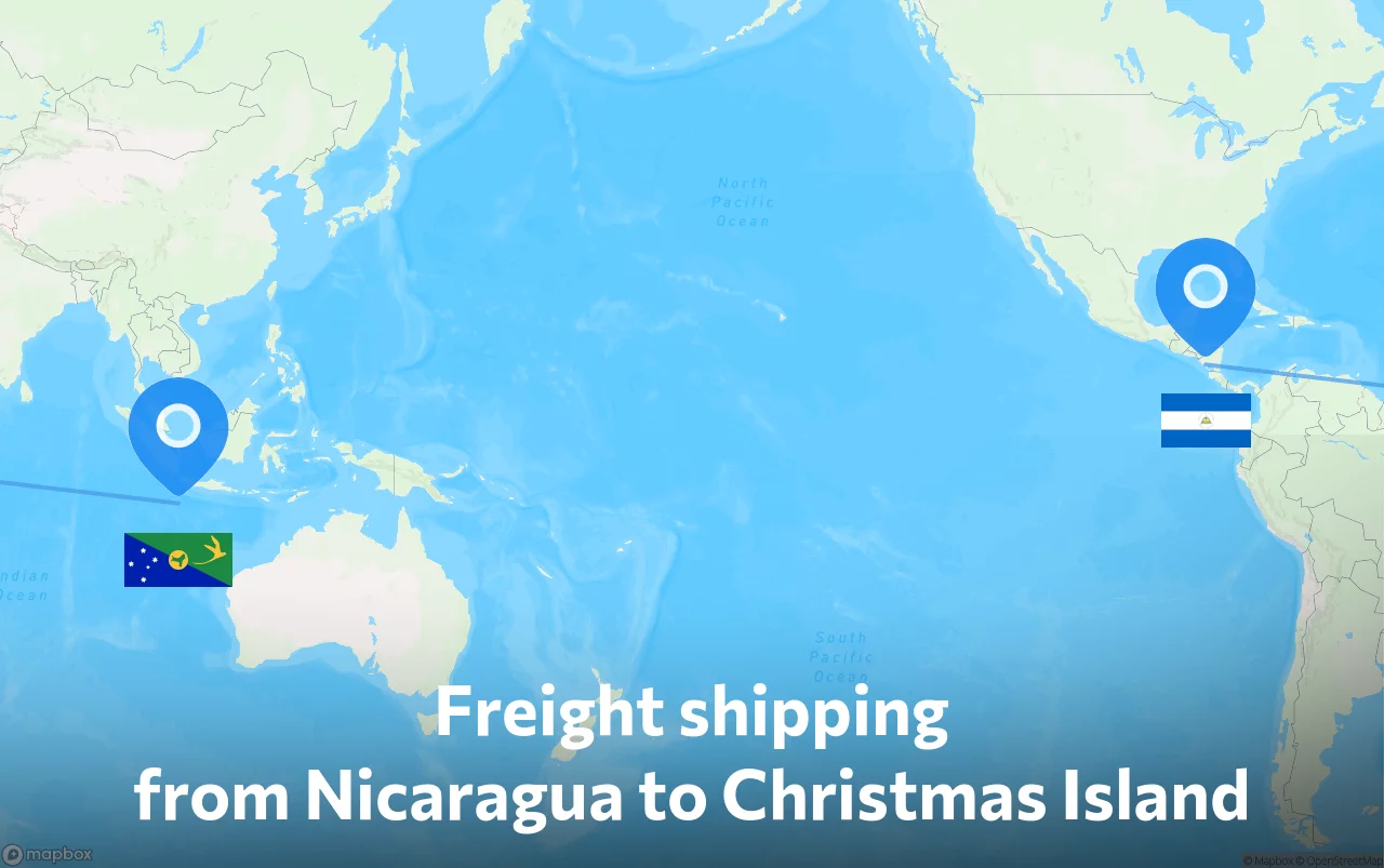 Shipping route from Nicaragua to Christmas Island