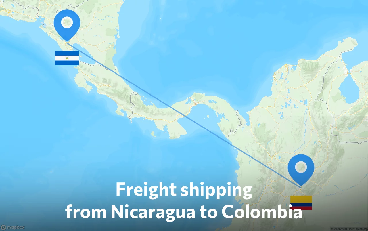 Shipping route from Nicaragua to Colombia